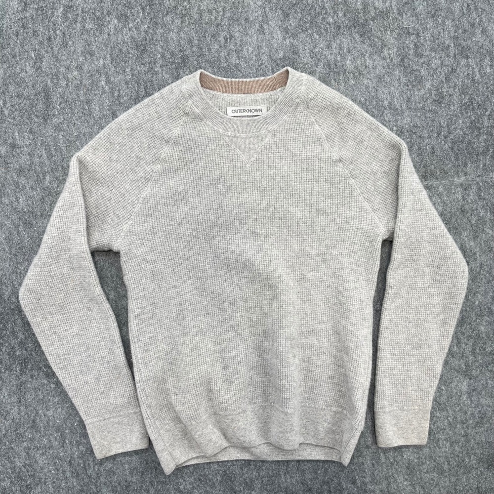Outerknown Sweater Mens Medium Waffle Knit Wool Cashmere Crewneck